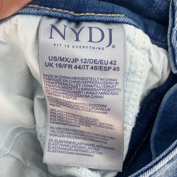 NYDJ - Marilyn Straight Light Distressed Paint Splattered Jeans Size 12 - Picture 15 of 15